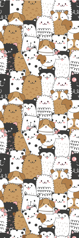 Bedroom vinyl rug featuring adorable seamless dogs - TenStickers