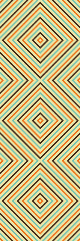 Bedroom vinyl rug with vintage orange and blue design - TenStickers