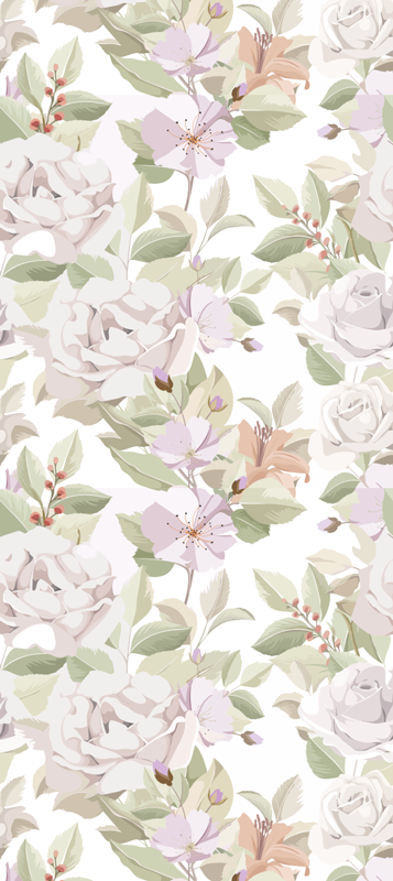 Bedroom vinyl rug with elegant floral design - TenStickers