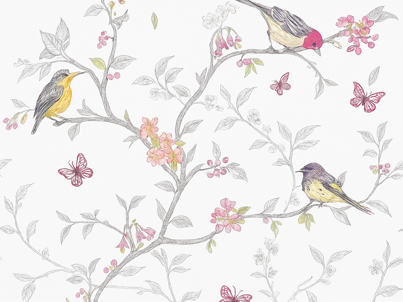 Bedroom vinyl rug birds on branches design - TenStickers