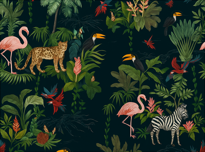 Bedroom vinyl rug in dark exotic style - TenStickers