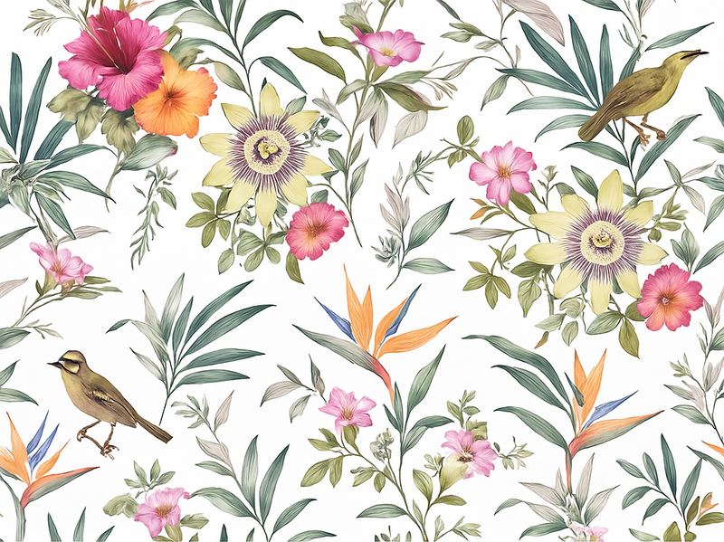 Bedroom vinyl rug in blue floral design - TenStickers