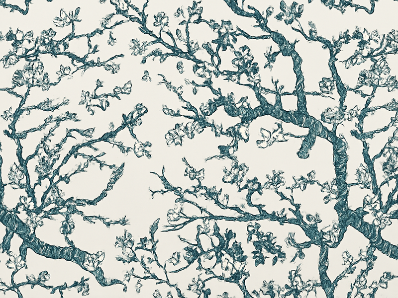 Bedroom vinyl rug dark blue tree design - TenStickers