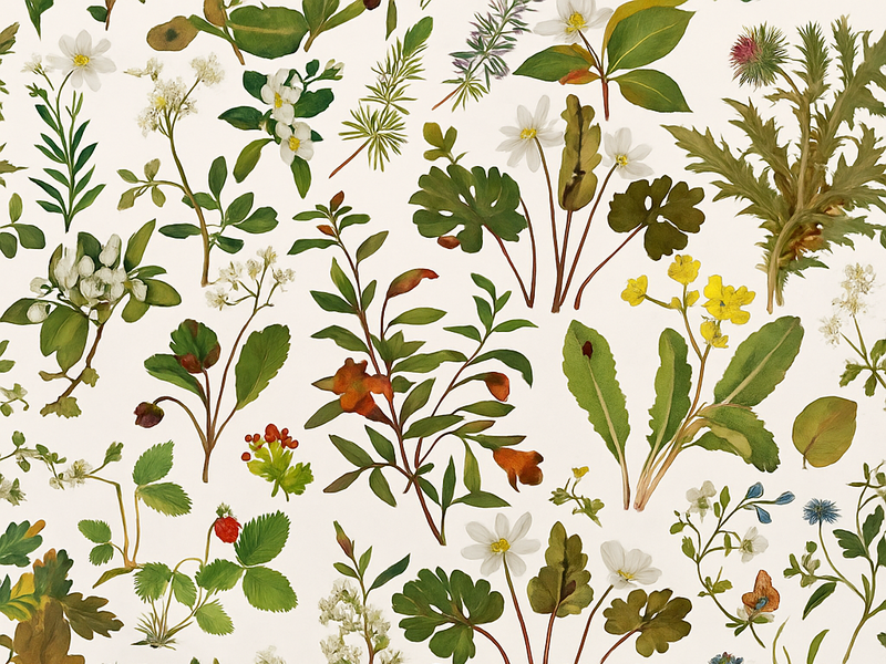 Bedroom vinyl rug botanical design on white - TenStickers