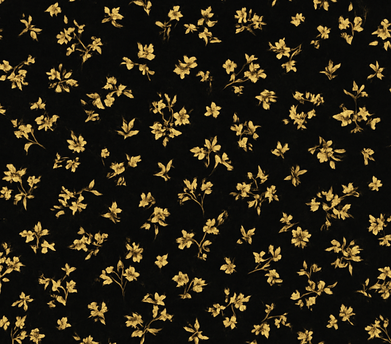Bedroom vinyl rug with dark background and gold flowers - TenStickers