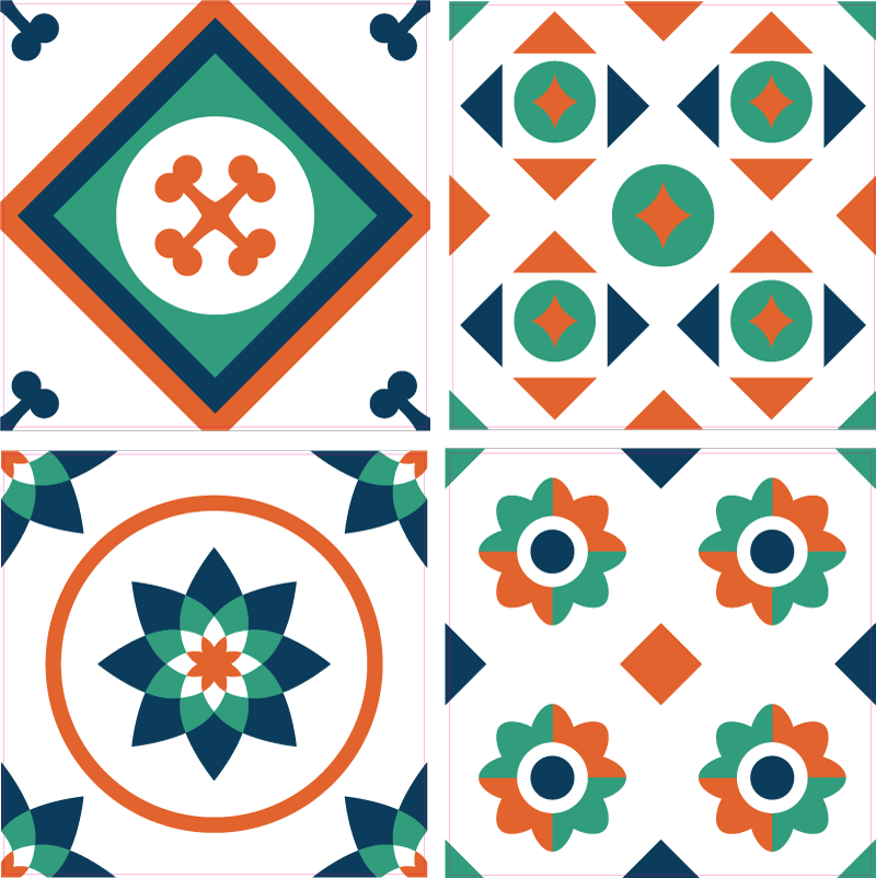 Geometric vinyl rug with geometric tiles design - TenStickers