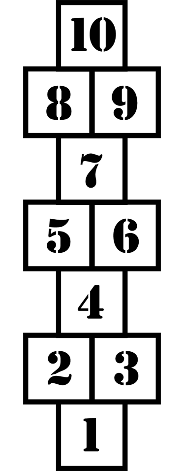 Kids vinyl rug in black and white hopscotch - TenStickers