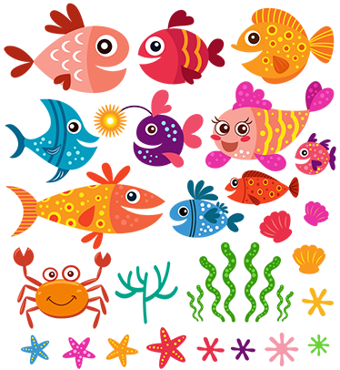 Kids vinyl rug colorful baby fish design - TenStickers