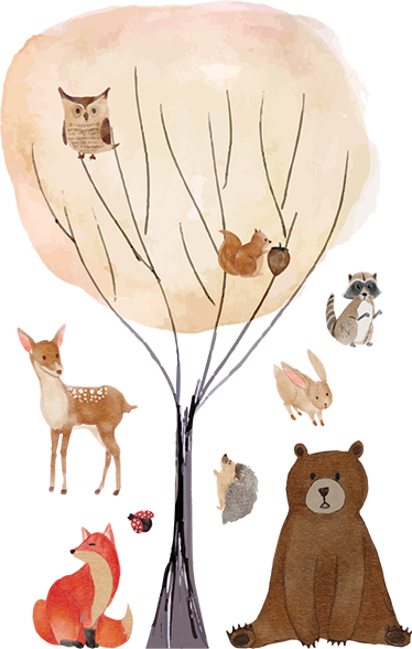 Kids vinyl rug with forest animals and trees - TenStickers