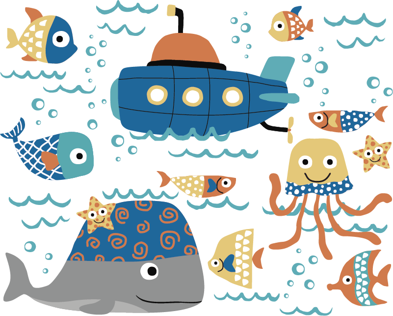 Kids vinyl rug with marine designs - TenStickers