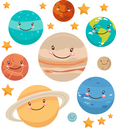 Kids vinyl rug solar system planet stickers - TenStickers