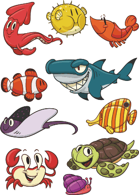 Kids vinyl rug colorful fish design - TenStickers