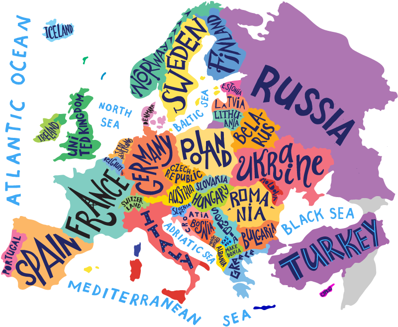 Kids vinyl rug european map for children - TenStickers