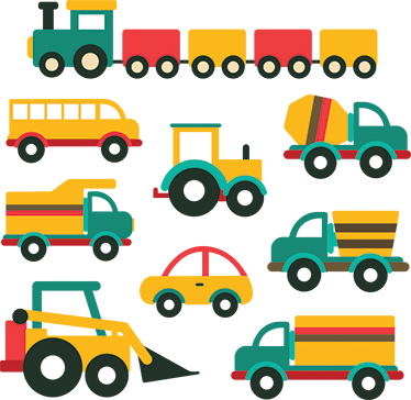 Kids vinyl rug featuring colorful vehicles - TenStickers