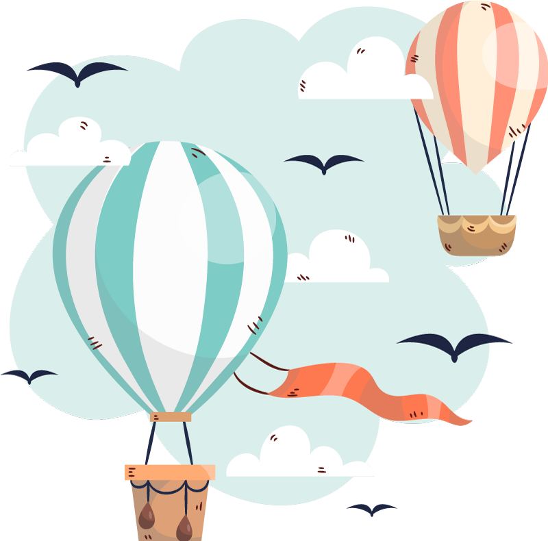 Kids vinyl rug hot air balloons and clouds - TenStickers