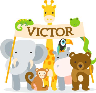 Kids vinyl rug featuring welcoming animals by name - TenStickers