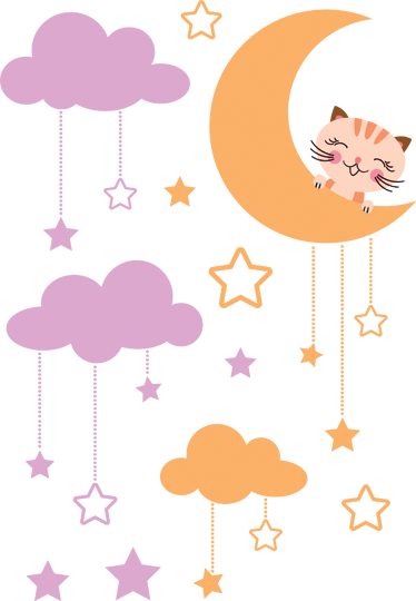 Kids vinyl rug moon cat sticker - TenStickers