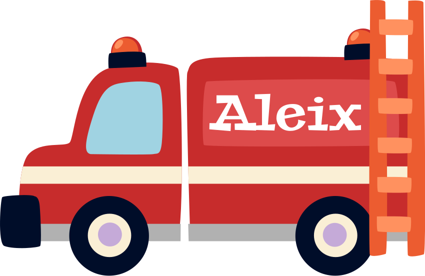 Kids vinyl rug firefighter car personalized name - TenStickers