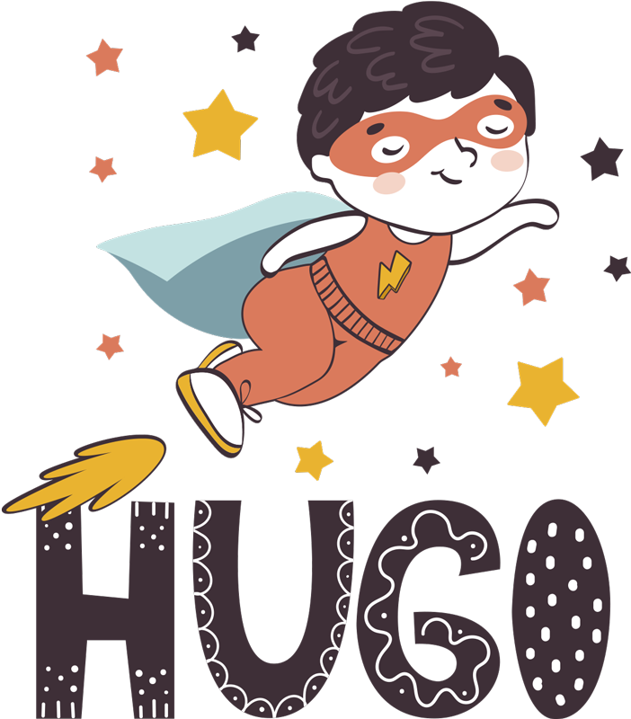 Kids vinyl rug customizable superhero name - TenStickers