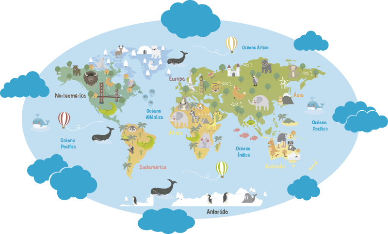 Kids vinyl rug world map for kids - TenStickers