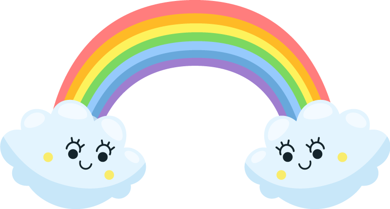 Kids vinyl rug with cute clouds and rainbow faces - TenStickers