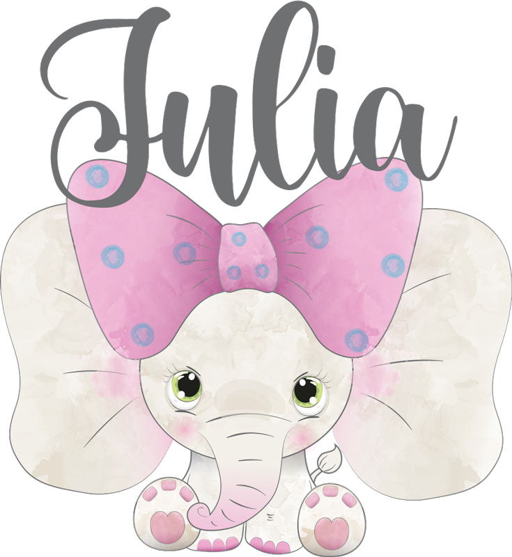Kids vinyl rug elephant and baby with name - TenStickers