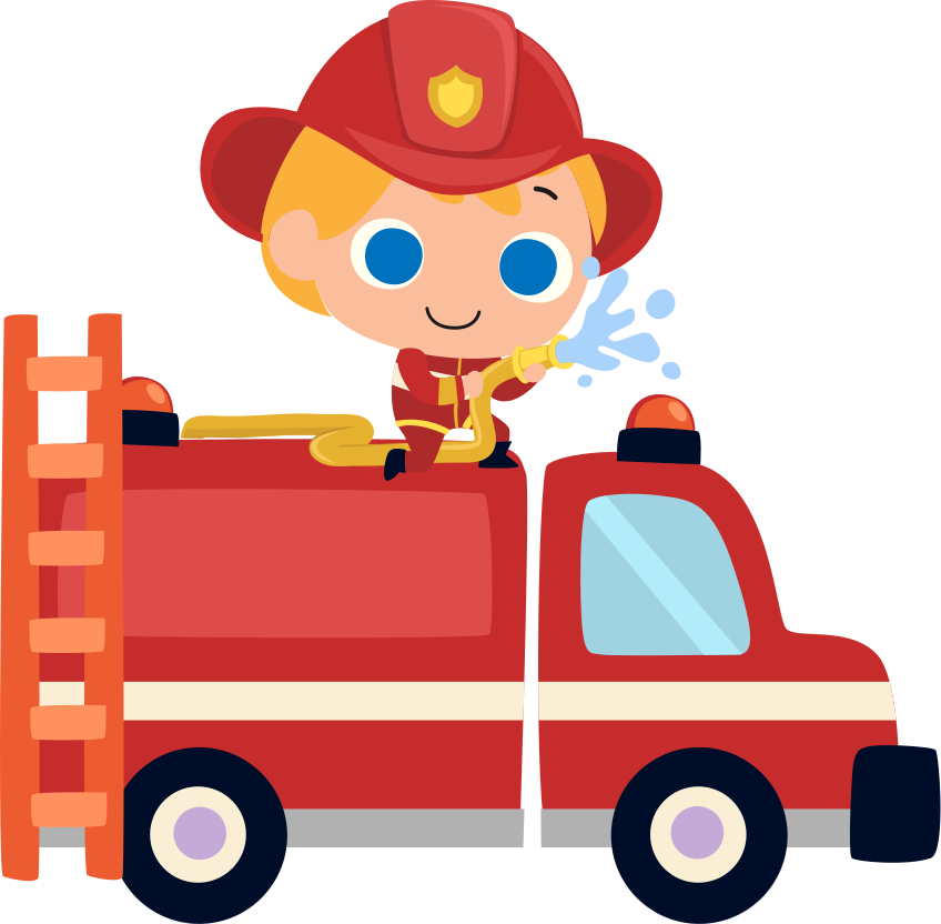 Kids vinyl rug firefighter red car driver - TenStickers
