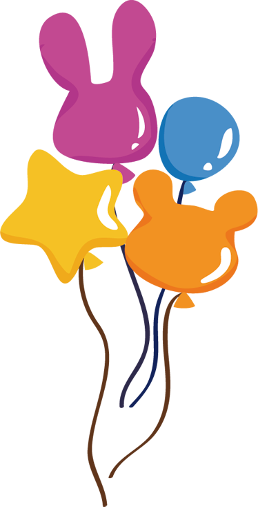 Kids vinyl rug with animal-shaped balloons - TenStickers