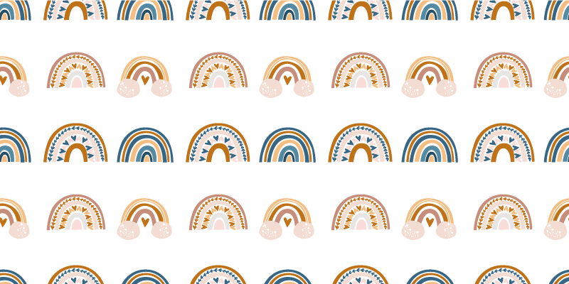 Kids vinyl rug featuring hand-drawn autumn rainbow - TenStickers