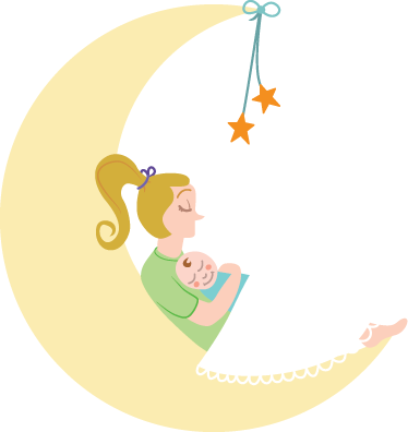 Kids vinyl rug mum and baby on the moon - TenStickers