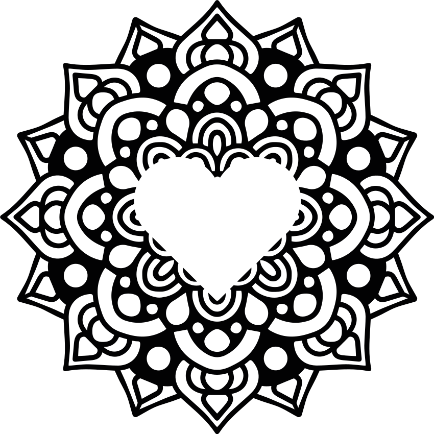 Bedroom vinyl rug mandala with heart border - TenStickers