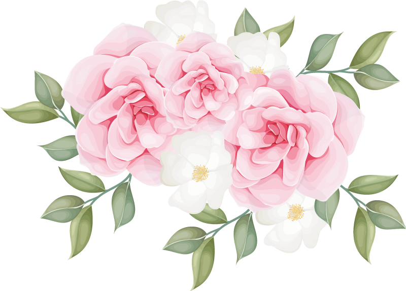 Bedroom vinyl rug elegant pink flowers - TenStickers