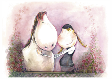 Kids vinyl rug girl and horse - TenStickers