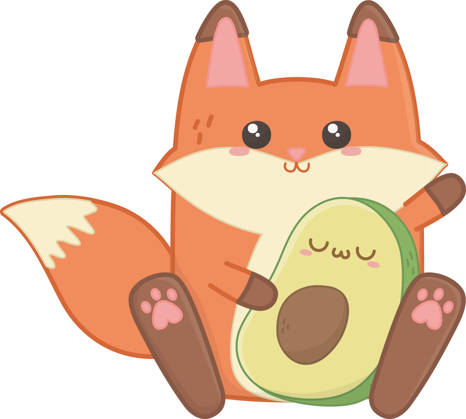 Kids vinyl rug kawaii fox and avocado design - TenStickers