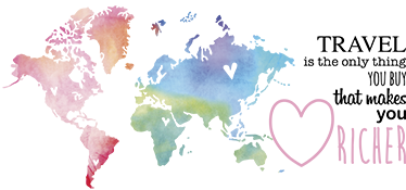 World map vinyl rug with travel text en - TenStickers