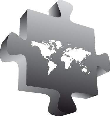 World map vinyl rug black puzzle piece - TenStickers