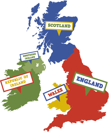 World map vinyl rug in colorful great britain - TenStickers