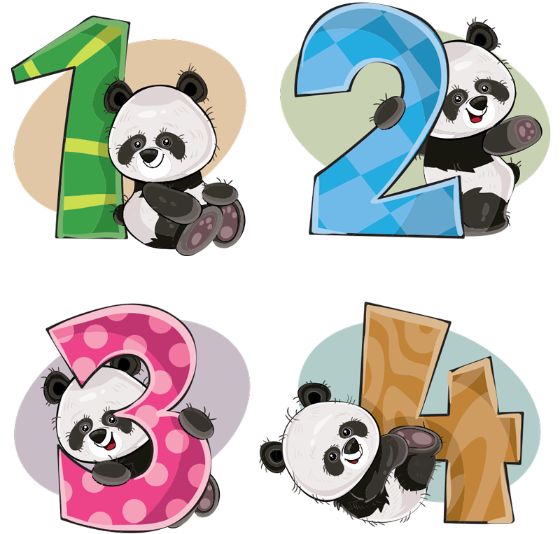 Kids vinyl rug with 4 pandas - TenStickers