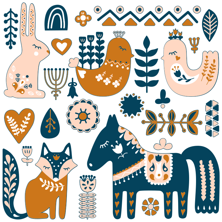 Kids vinyl rug featuring nordic style forest animals - TenStickers