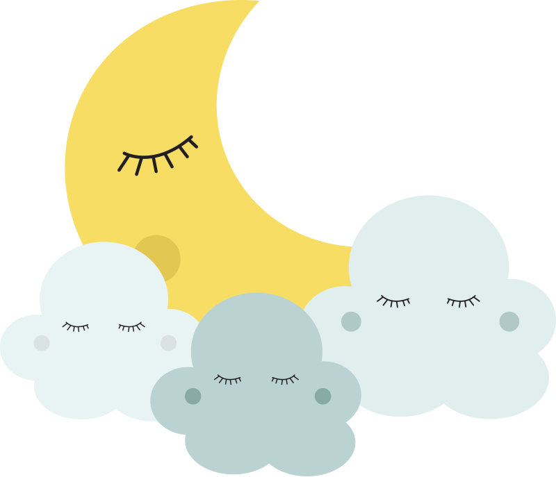 Kids vinyl rug happy moon and cloud sleeping - TenStickers