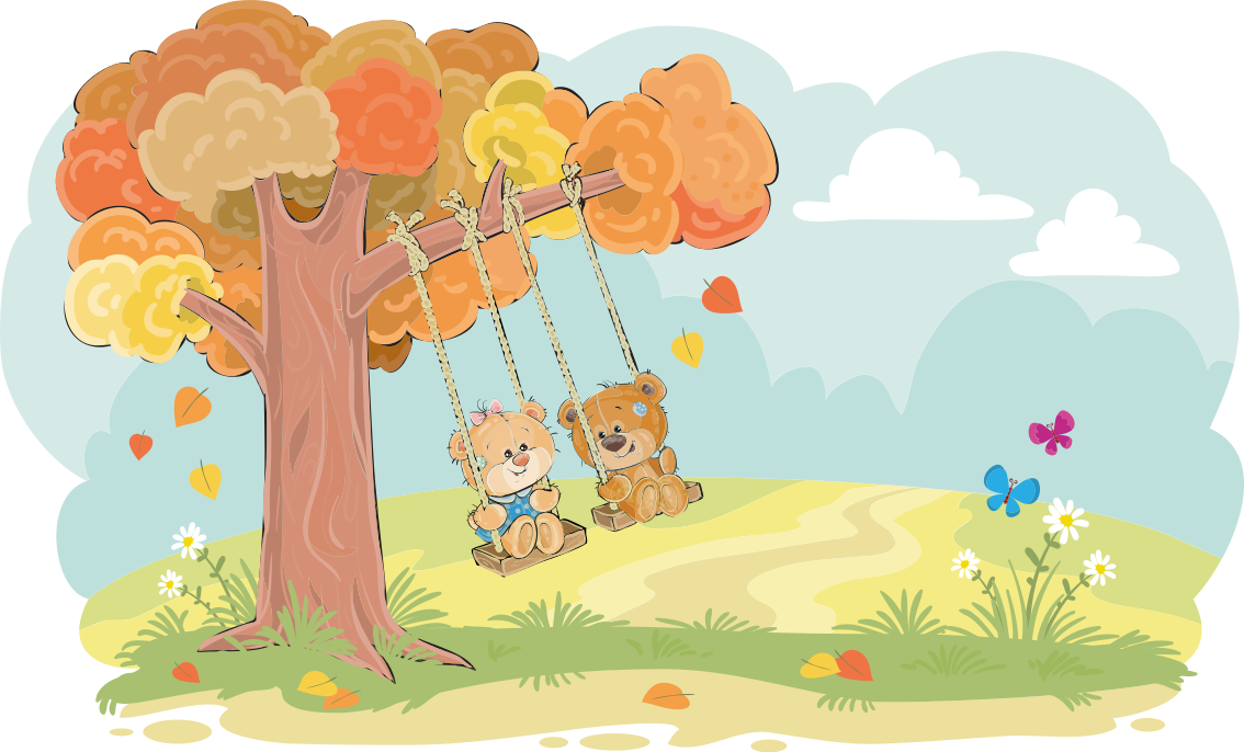 Kids vinyl rug teddy bears in the forest - TenStickers