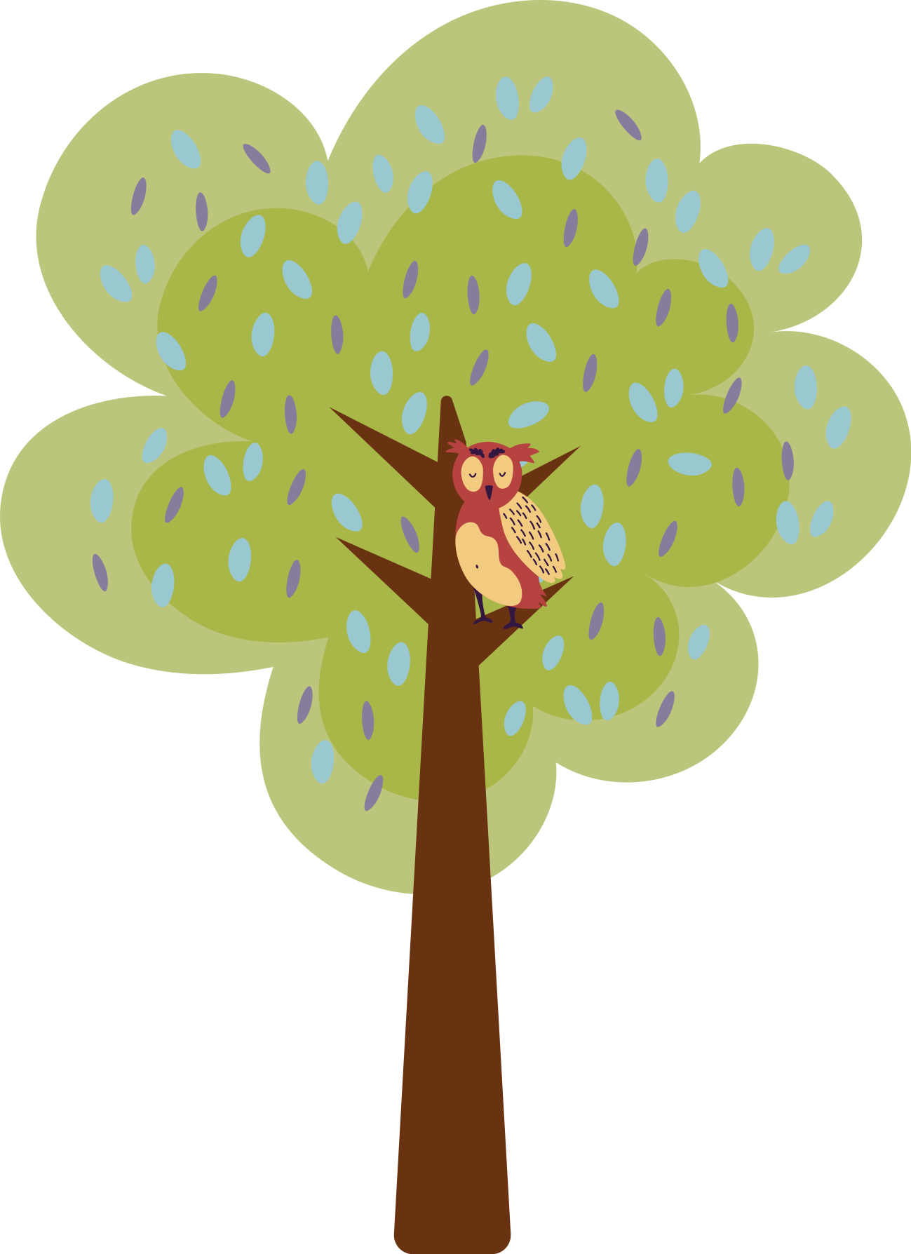 Kids vinyl rug featuring a colorful tree and owl - TenStickers