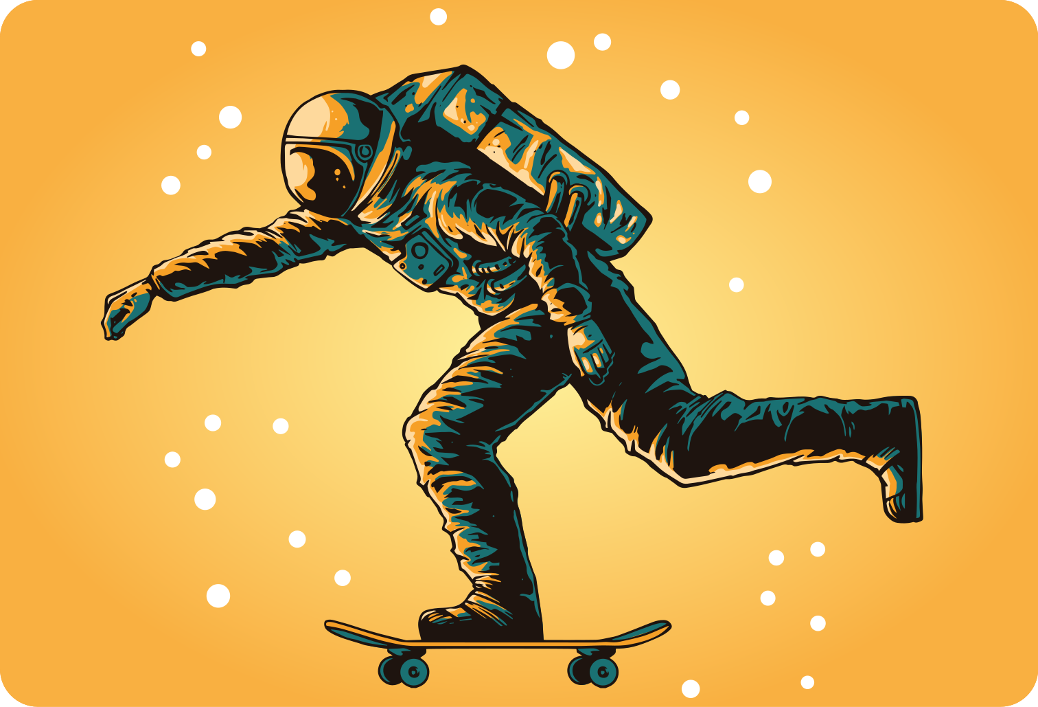 Kids vinyl rug astronaut skateboarding design - TenStickers