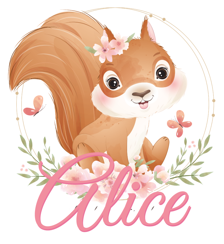 Kids vinyl rug cute squirrel personalized for girl - TenStickers