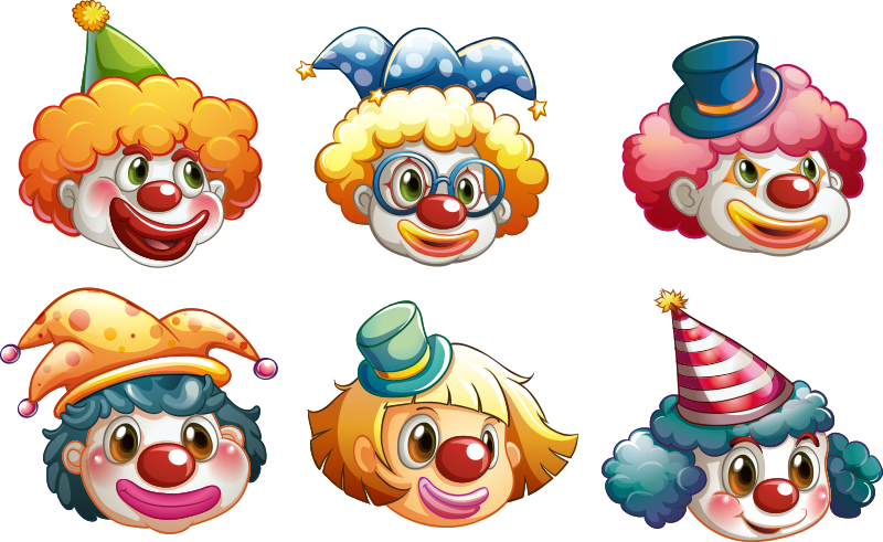 Kids vinyl rug colorful clown faces design - TenStickers