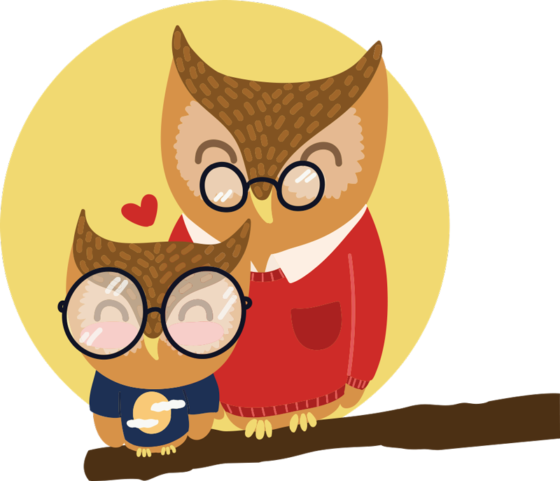 Kids vinyl rug father and son owls - TenStickers