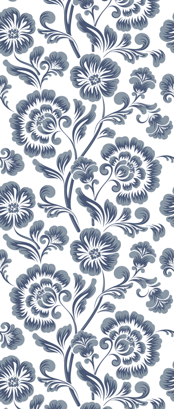 Bathroom vinyl rug with blue floral victorian design - TenStickers