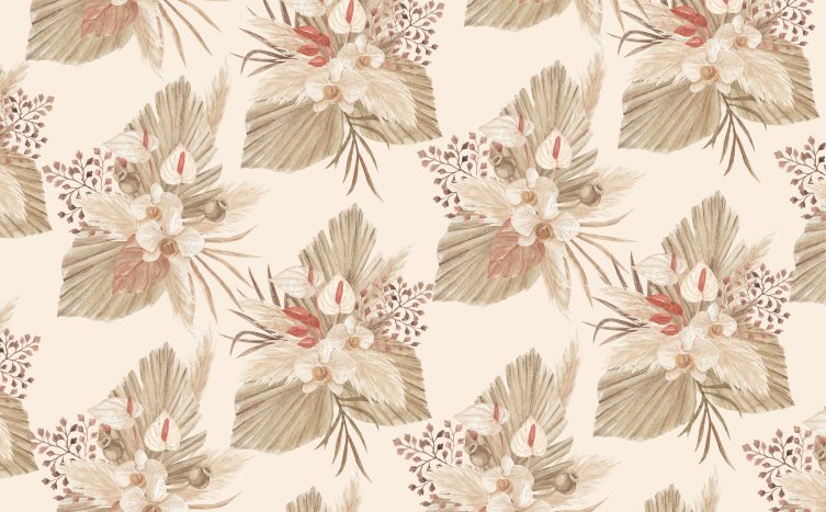 Dried flower and pampas grass bathroom vinyl rug - TenStickers