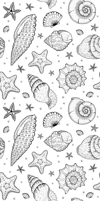Marine life and seashells bathroom vinyl rug - TenStickers