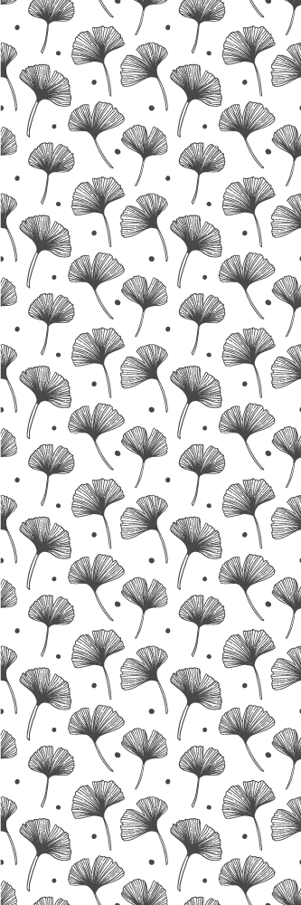 Kitchen vinyl rug with white gingko leaf pattern - TenStickers